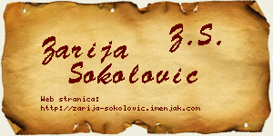 Zarija Sokolović vizit kartica